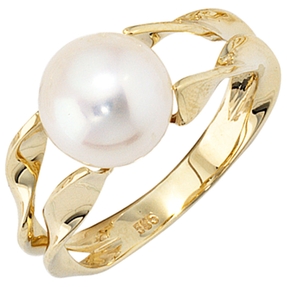 Damenring Ring Goldring mit Perle 585 Gold Gelbgold schlicht für Damen Damenring Ring Goldring mit Perle 585 Gold Gelbgold schlicht für Damen