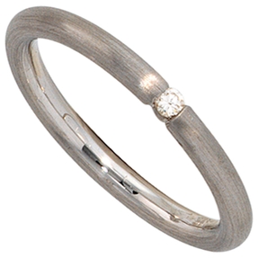 Ring Damenring mit Diamant Brillant 925 Silber rhodiniert mattiert Silberring Ring Damenring mit Diamant Brillant 925 Silber rhodiniert mattiert Silberring