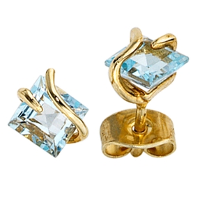 Stecker Ohrstecker mit Topas blau 375 Gold Gelbgold edel Ohrringe für Damen Stecker Ohrstecker mit Topas blau 375 Gold Gelbgold edel Ohrringe für Damen