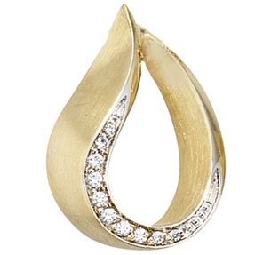 Anhänger mit 10 Diamanten Brillanten 585 Gold Gelbgold für Damen Goldanhänger