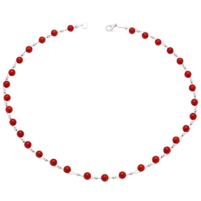 Kette Collier aus echter Koralle rot Korallenkette Halskette Halscollier Damen