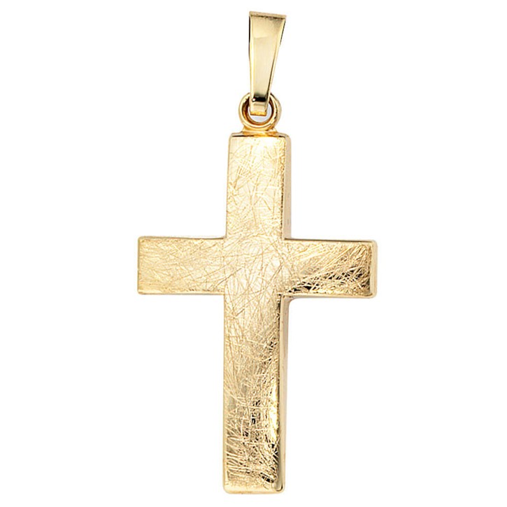 Anhänger Kreuz 333 Gelbgold eismatt