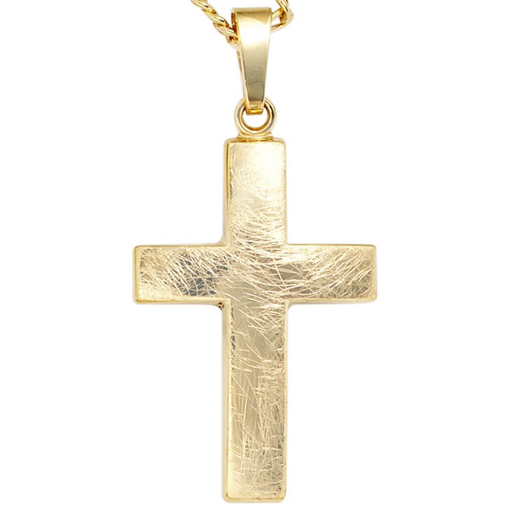 Anhänger Kreuz 333 Gelbgold eismatt