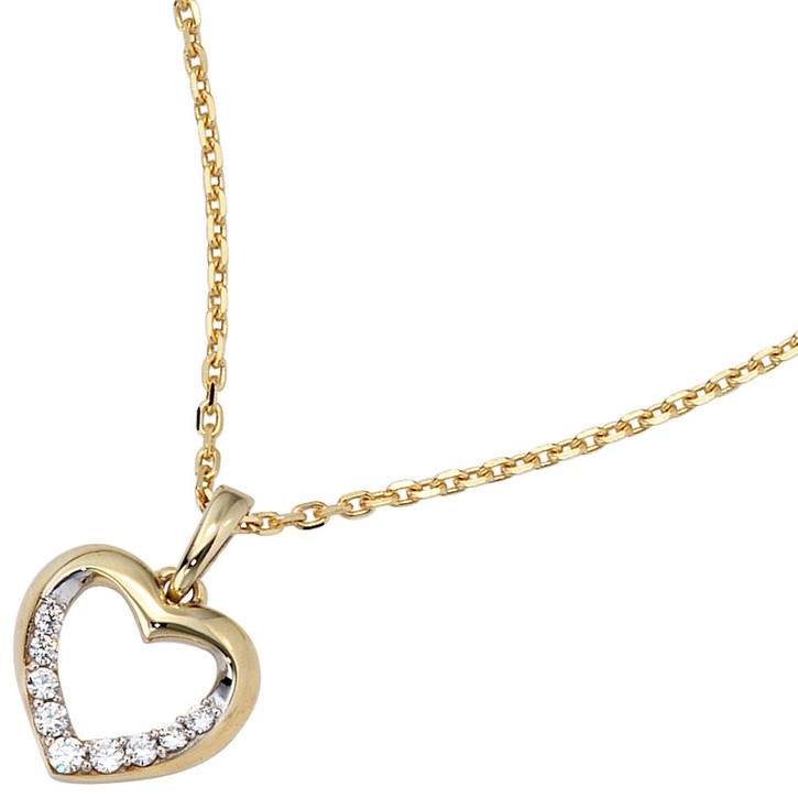 Anhänger Herz mit Zirkonia 333 Gold Gelbgold