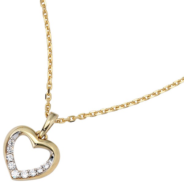 Anhänger Herz mit Zirkonia 333 Gold Gelbgold