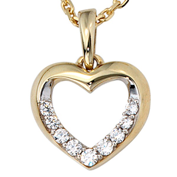 Anhänger Herz mit Zirkonia 333 Gold Gelbgold