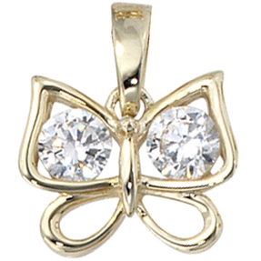 Anhänger Schmetterling mit Zirkonia 333 Gold Gelbgold für Damen Goldanhänger