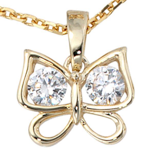 Anhänger Schmetterling mit Zirkonia 333 Gold