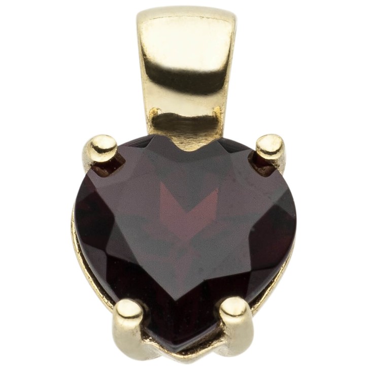 Anhänger Herz aus Granat rot 333 Gelbgold
