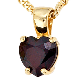 Herzanhänger Anhänger Herz aus Granat rot 333 Gold Gelbgold für Damen
