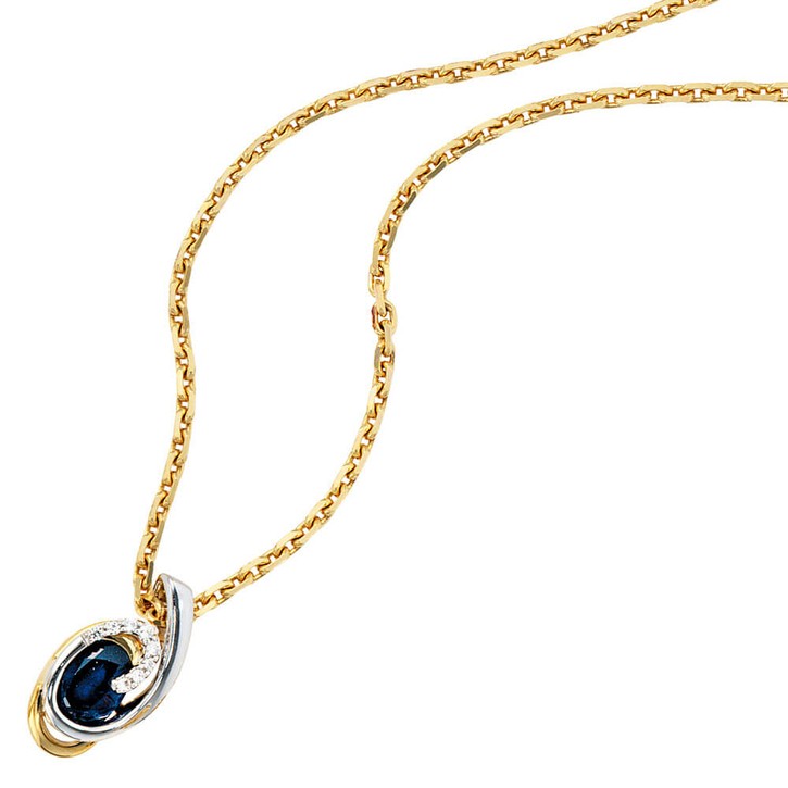 Anhänger mit Saphir 8 Brillanten 585 Gold