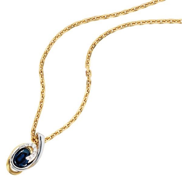 Anhänger mit Saphir 8 Brillanten 585 Gold