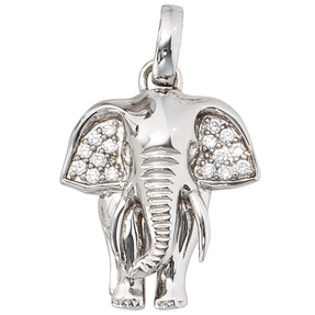 Anhänger Elefant mit Zirkonia 925 Echt Silber Sterlingsilber für Damen