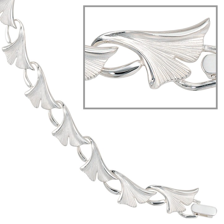 Armband Ginko Blätter aus 925 Silber 19cm