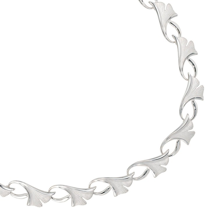 Collier Ginko Blätter 925 Silber 47cm