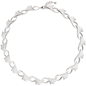 Kette Collier Halskette Ginko Blätter 925 Silber teilmattiert 47cm Damen