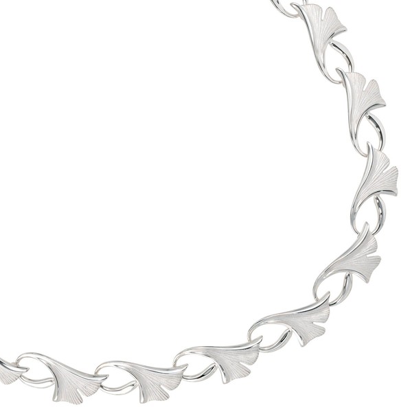 Collier Ginko Blätter 925 Silber 47cm
