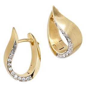 Creolen Creole Ohrringe 16.6mm 18 Diamanten 585 Gelbgold mattiert Damen