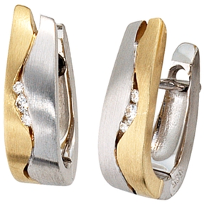 Creolen Creole Ohrringe 16.2mm 6 Brillanten 585 Gold bicolor für Damen