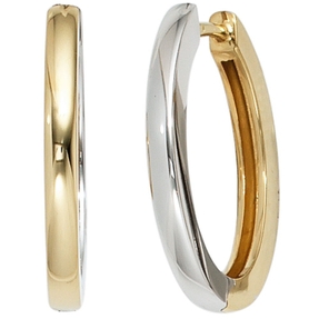 Creolen Creole Ohrringe 21.1mm 585 Gold bicolor gelb/weiß kombiniert Damen Creolen Creole Ohrringe 21.1mm 585 Gold bicolor gelb/weiß kombiniert Damen