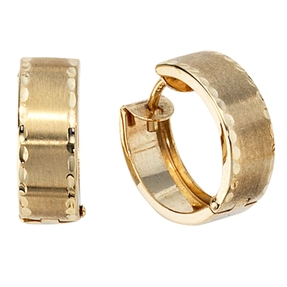 Paar Creolen Creole Ohrringe 14.5mm 333 Gold Gelbgold teilmattiert Damen Paar Creolen Creole Ohrringe 14.5mm 333 Gold Gelbgold teilmattiert Damen