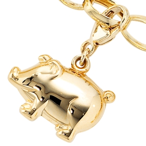 Charm Anhänger Einhänger Schwein Schweinchen Ferkel 333 Gelbgold Dangle Damen