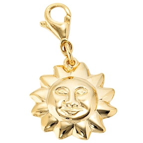 Charm Anhänger Einhänger Sonne aus 333 Gold Charms für Bettelarmband Dangle