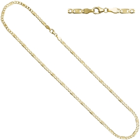 3,4mm Panzer-Steg Kette Halskette aus 333 Gold Gelbgold 45cm Unisex Goldkette