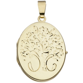 Medaillon mit Muster Anhänger zum Öffnen Amulett 585 Gold Gelbgold Damen
