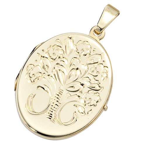 Medaillon mit Muster 585 Gelbgold