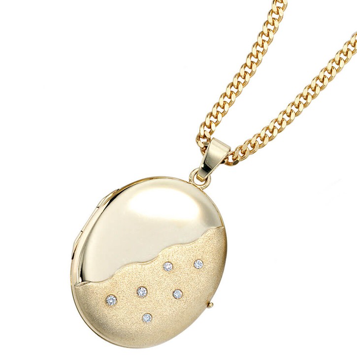 Medaillon mit 6 Brillanten 585 Gelbgold
