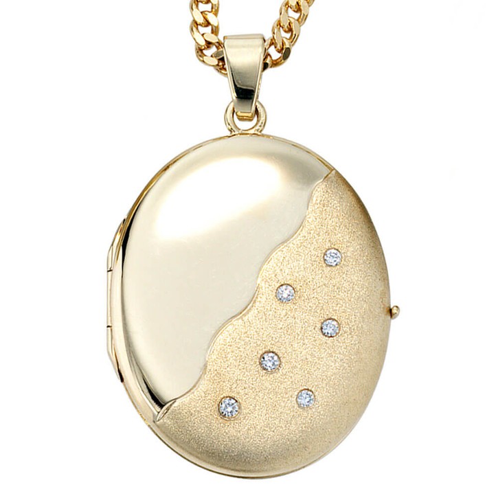 Medaillon mit 6 Brillanten 585 Gelbgold