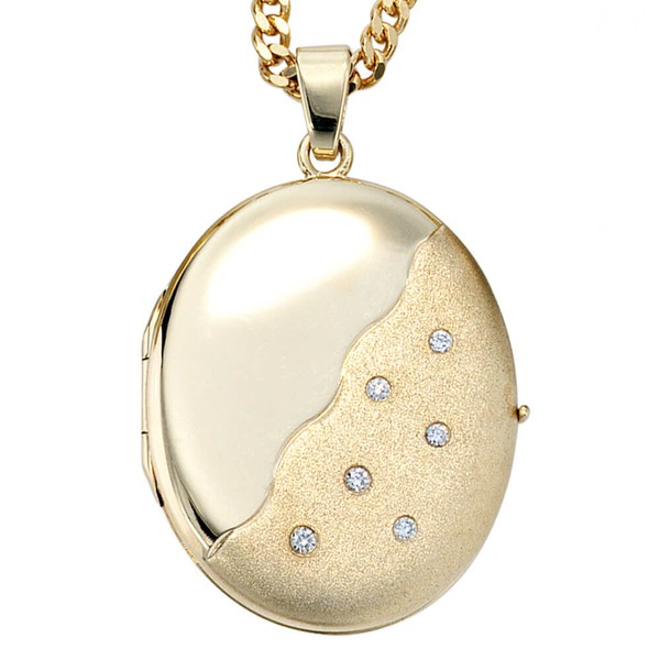 Medaillon mit 6 Brillanten 585 Gelbgold