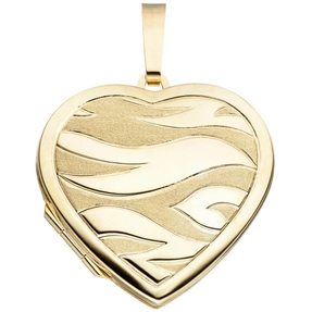 Locket Charm To Open Heart Semi-Matte 585 Gold Yellow Gold Women Locket Charm To Open Heart Semi-Matte 585 Gold Yellow Gold Women