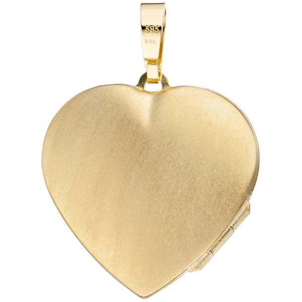 Medaillon Herz teilmattiert 585 Gelbgold
