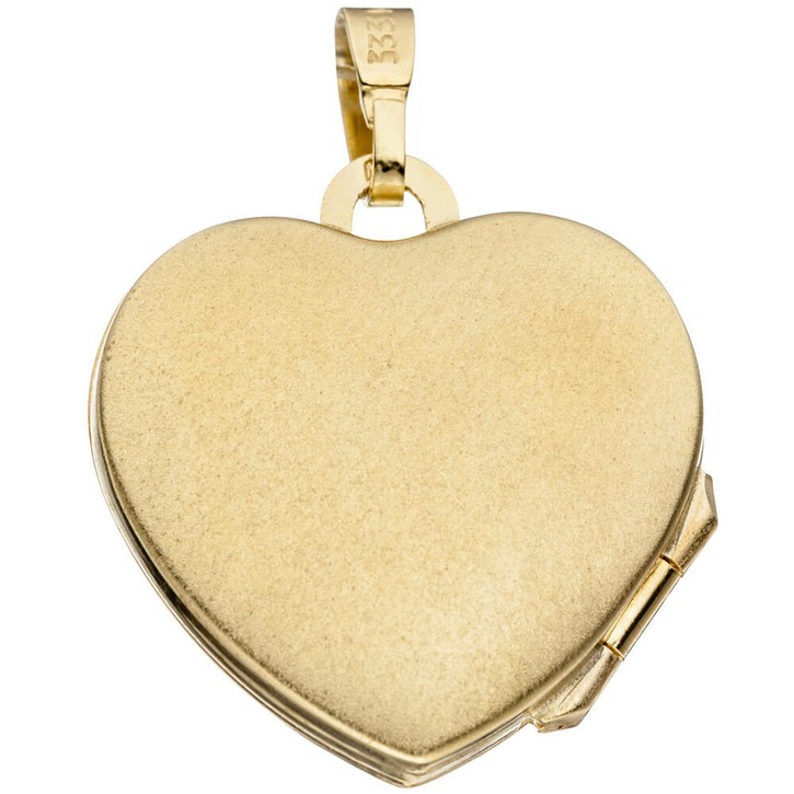 Medaillon Herz mit 3 Zirkonia 333 Gelbgold