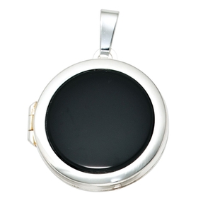 Medaillon Anhänger zum Öffnen mit Onyx schwarz 925 Silber Unisex