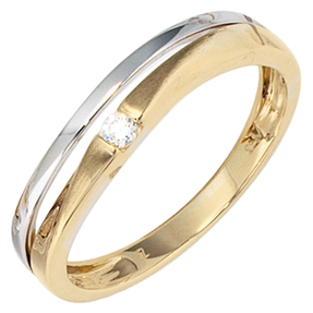 Ring Goldring Damenring Zirkonia 333 Gold teilmattiert gelb/weiß