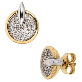 Ohrstecker Stecker mit 60 Diamanten Brillanten 585 Gold Gelbgold Ohrringe Damen