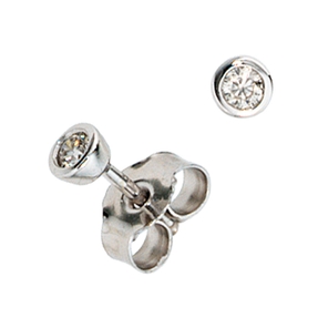 Solitär Ohrstecker Stecker Diamant Brillanten 0,1 Ct. 3.4mm 585 Gold Weißgold