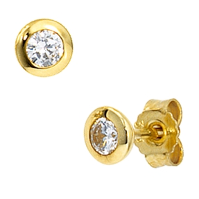 Ohrstecker Stecker mit Zirkonia 4.5mm 333 Gold Gelbgold Ohrringe für Damen