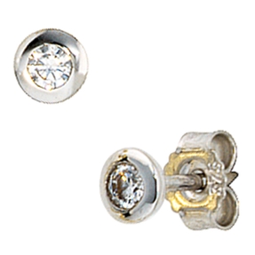 Ohrstecker Stecker mit Zirkonia 3.9mm 375 Gold Weißgold Ohrringe für Damen