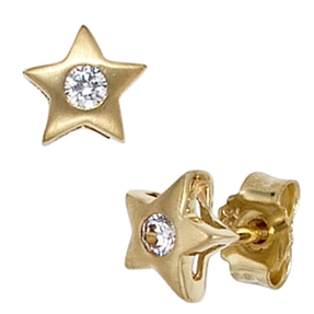 Ohrstecker Stecker Stern Sterne Zirkonia gefasst 333 Gold Gelbgold Damen Ohrstecker Stecker Stern Sterne Zirkonia gefasst 333 Gold Gelbgold Damen