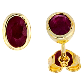 Ohrstecker Ohrschmuck mit Rubin 585 Gold Gelbgold oval für Damen