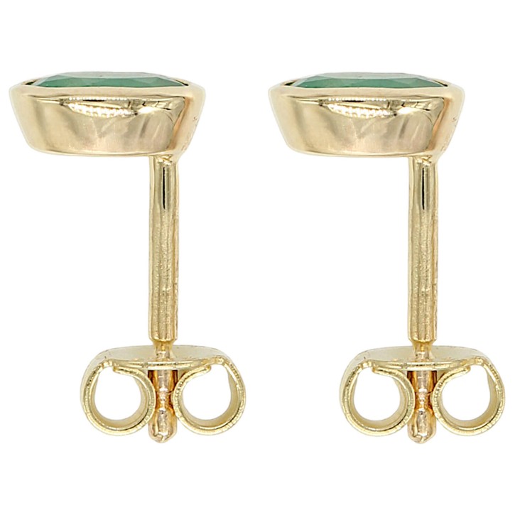 Ohrstecker mit Smaragd 585 Gelbgold oval