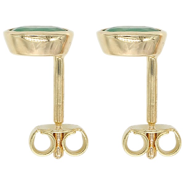 Ohrstecker mit Smaragd 585 Gelbgold oval