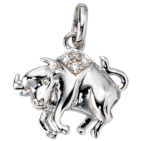 Sternzeichen Stier Anhänger mit Zirkonia 925 Silber rhodiniert Damen