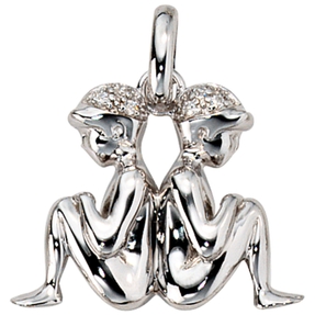 Sternzeichen Zwilling Anhänger mit Zirkonia 925 Silber rhodiniert Damen