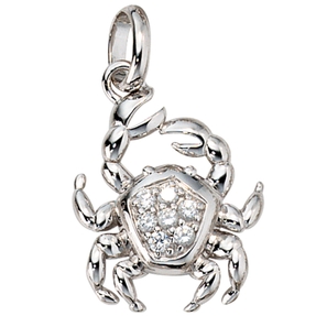 Sternzeichen Krebs Anhänger mit Zirkonia 925 Silber rhodiniert Damen