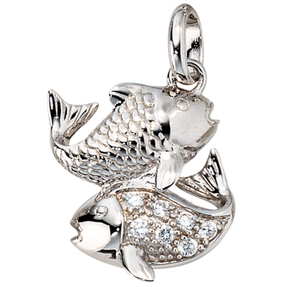 Sternzeichen Fische Anhänger mit Zirkonia 925 Silber rhodiniert Damen